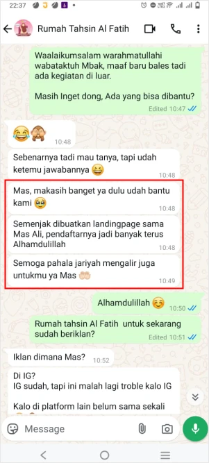 Jasa Pembuatan Landing Page - Testimoni 03