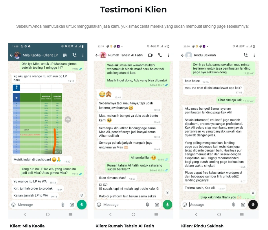 Cara Membuat Landing Page dengan Google Site - Testimoni